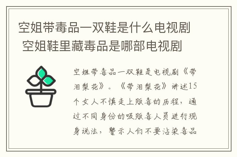 空姐帶毒品一雙鞋是什么電視劇 空姐鞋里藏毒品是哪部電視劇