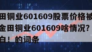 包含金田銅業601609股票價格被低估的原因？金田銅業601609啥情況？看完馬上就明白！的詞條