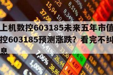 關于上機數控603185未來五年市值？上機數控603185預測漲跌？看完不糾結！的信息