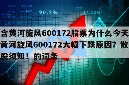 包含黃河旋風600172股票為什么今天跌？黃河旋風600172大幅下跌原因？散戶炒股須知！的詞條