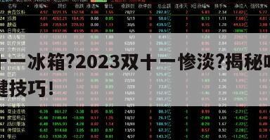 雙十一冰箱?2023雙十一慘淡?揭秘吃肉關鍵技巧！